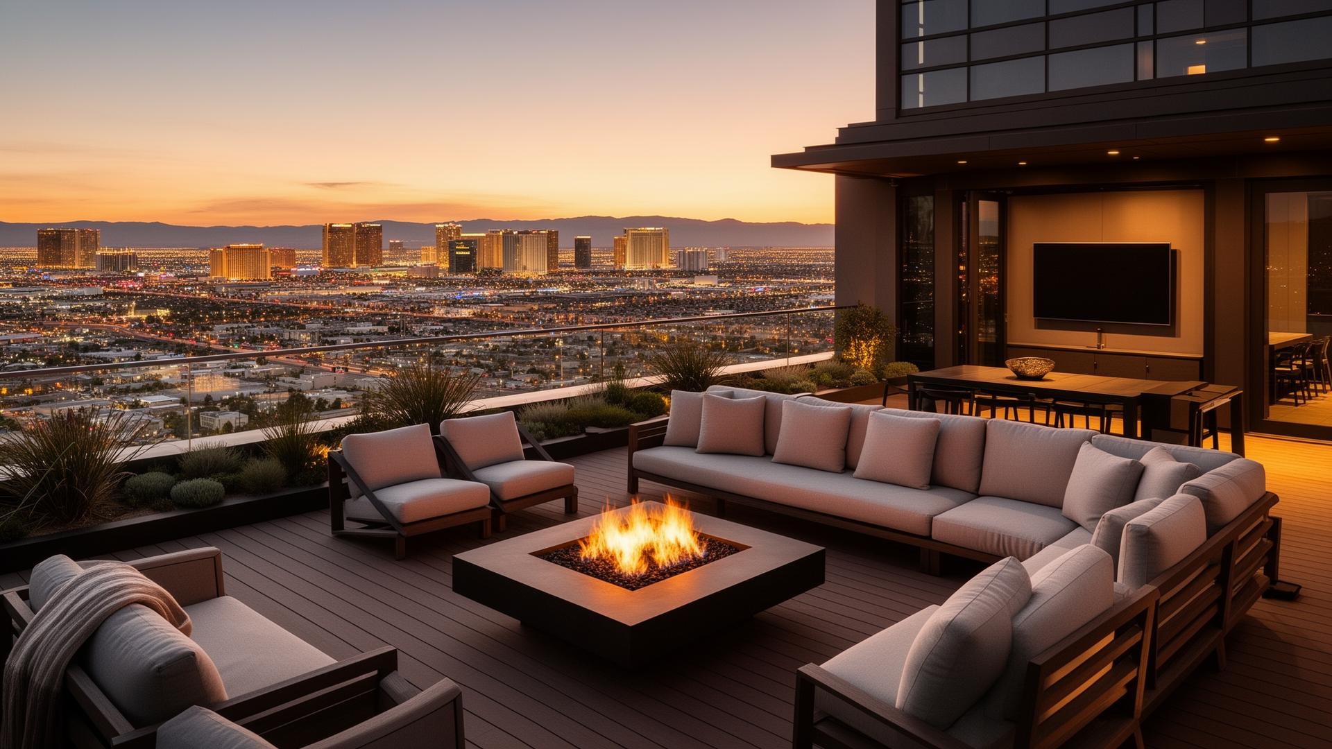 Rooftop deck overlooking Las Vegas